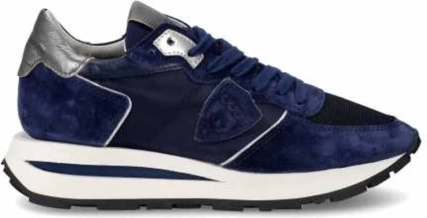 Philippe Model Hoge Marineblauwe Sneakers met Zilveren Spoiler
