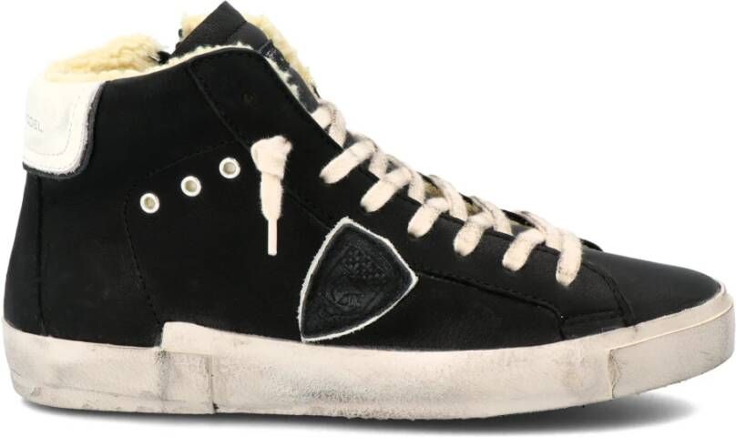 Philippe Model Zwarte High Top Sneakers met Distressed Details Black