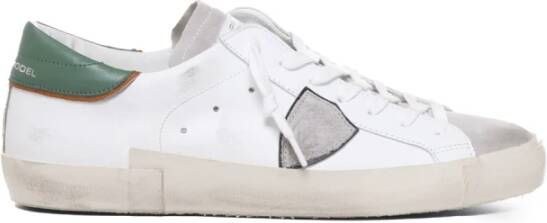 Philippe Model Witte lage sneakers met gebruikte behandeling en gekleurde randen White Heren