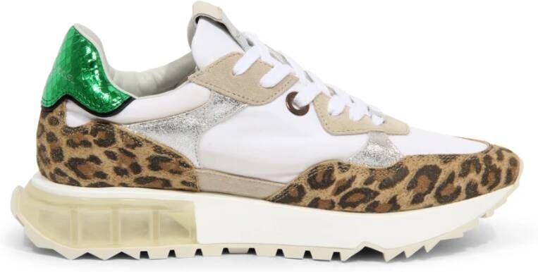 Philippe Model Lage Dames Animal Print Sneakers Beige Wit Dames
