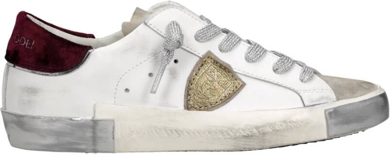 Philippe Model Lage Dames Sneaker in Wit Leer