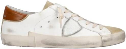 Philippe Model Vernieuwde Prsx Sneaker met Vintage Afwerking Beige Heren