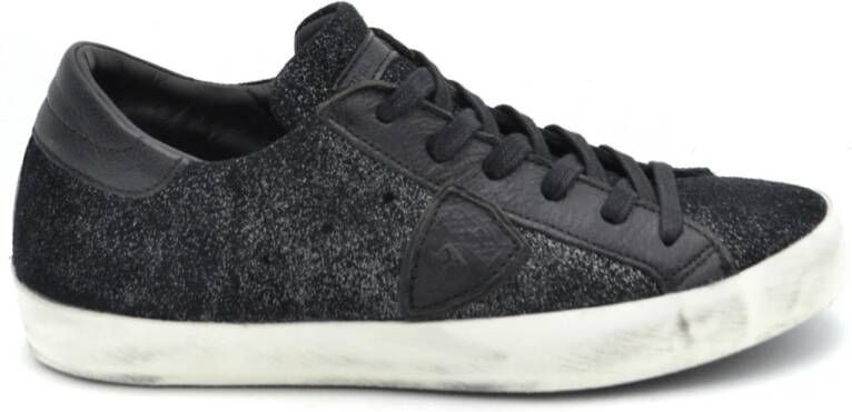 Philippe Model Lage sneakers met glitterveters Zwart Dames