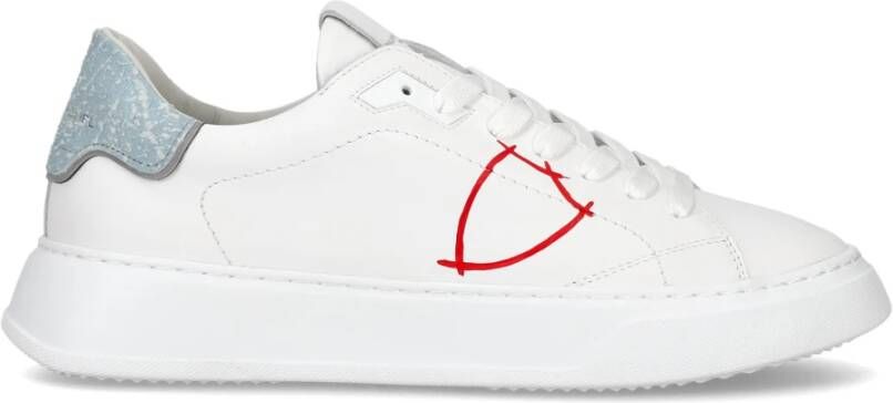 Philippe Model Lage Temple Sneaker met Exclusieve Details White Heren