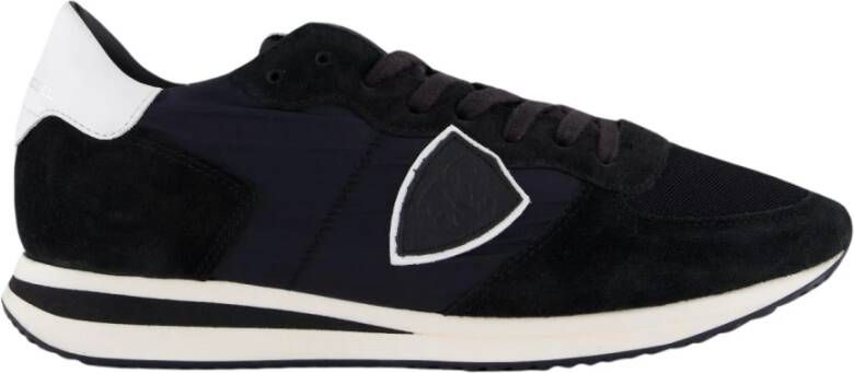 Philippe Model Zwarte suède herensneakers met tweekleurige zool Black Heren