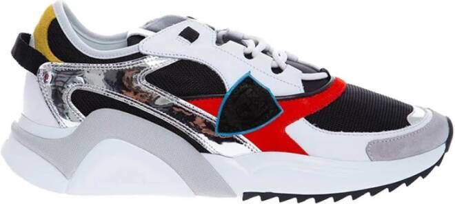 Philippe Model Lage Top Sneaker Abstract Patroon Ontwerp Rood Heren