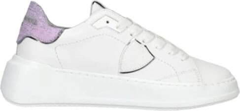 Philippe Model Witte+Lichtblauwe Sneakers met Metallic Accenten White Dames