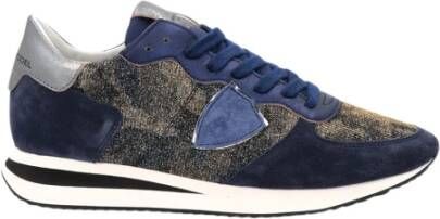 Philippe Model Blauwe Camouflage Lage Top Sneakers Blue Dames
