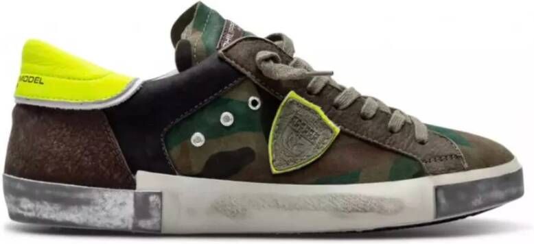Philippe Model Kleurrijke `Prsx` Sneakers met camouflage patroon Green Heren