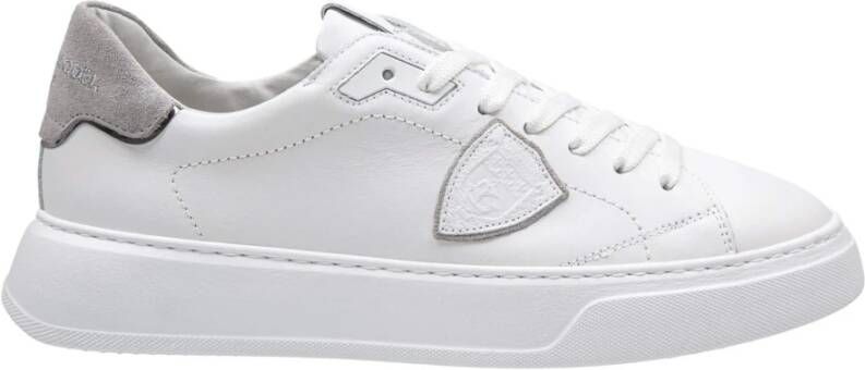 Philippe Model Lage Tempel Leren Sneakers Wit Grijs White