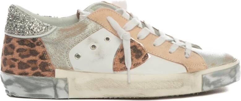 Philippe Model Vintage Leren Sneakers met Geborduurd Zig-Zag Badge White Dames - Foto 6