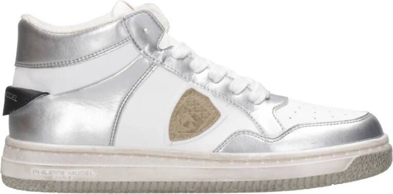 Philippe Model Witte Zilveren High Top Sneakers White Dames