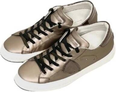 Philippe Model Metallic Bronzen Leren Lage Sneakers Bruin Heren