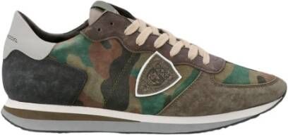 Philippe Model Militaire Camo Suède Hardloopschoenen Green Heren