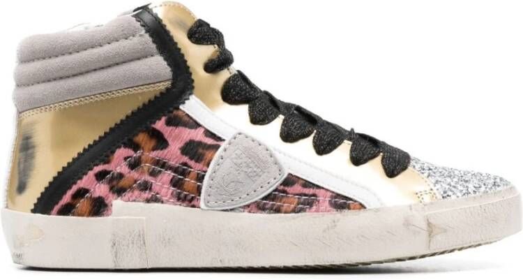 Philippe Model Multicolor High Top Animal Print Sneakers Gray Dames
