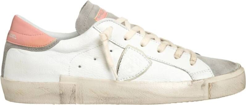 Philippe Model Paris X Leren Sneaker in Wit en Roze White Dames