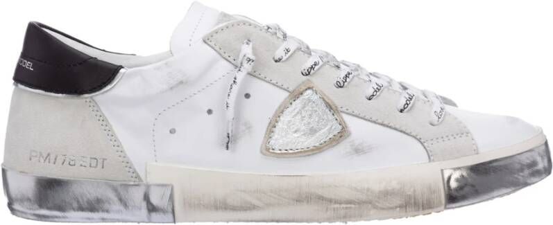Philippe Model Paris X Sneaker van leer en wit suède met zwarte spoiler Wit - Foto 8