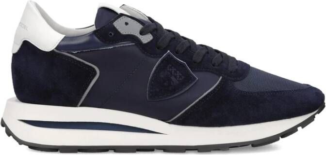 Philippe Model Navy Blauw Suède Mesh Sneakers