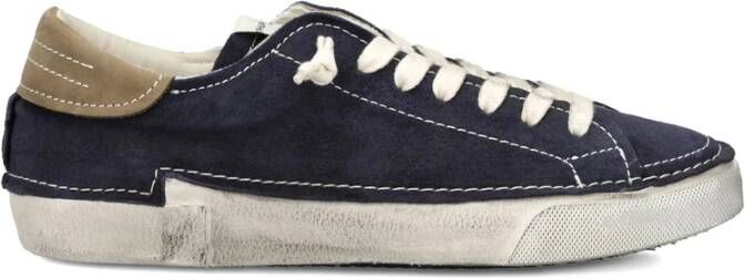 Philippe Model Navy Blauwe Sneaker met Contrasterende Hiel