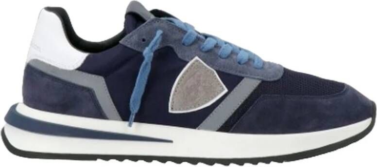 Philippe Model Nylon Leren Sneaker Blauw Heren