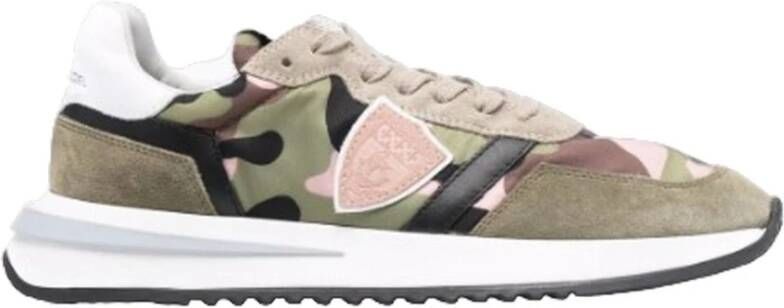 Philippe Model Tropez 2.1 Camouflage Militaire Rose Sneakers Groen Dames