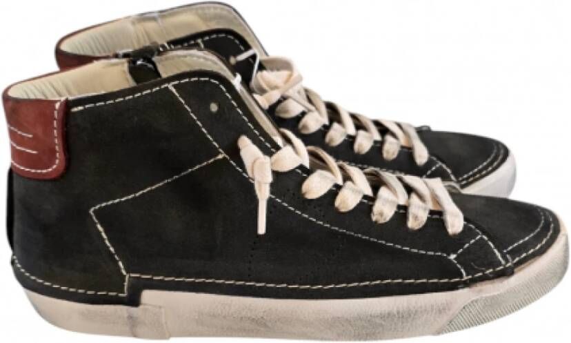 Philippe Model Paris High Khaki Leren Sneakers met Bordeaux Spoiler
