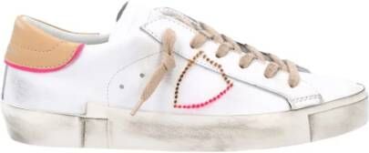 Philippe Model Witte lage top sneakers met verontrustende details White Dames