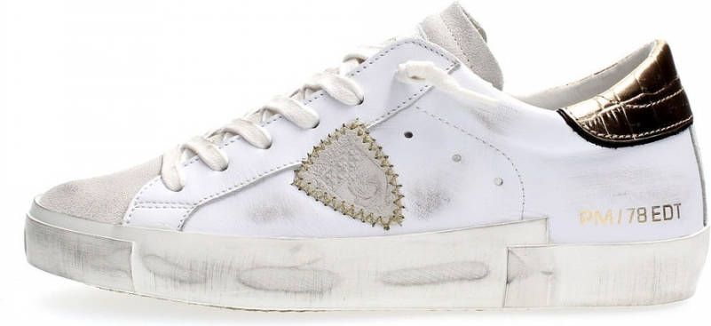 Philippe Model Vintage Leren Sneakers met Geborduurd Zig-Zag Badge White Dames - Foto 16
