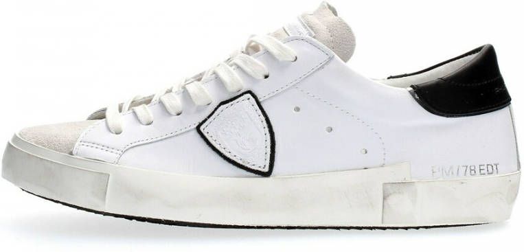 Philippe Model Witte Leren Sneakers met Iconisch Zij Schild White Heren