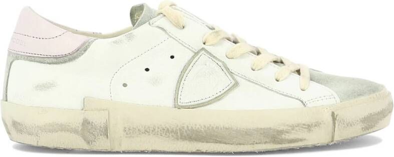 Philippe Model Wit Roze Logo Patch Sneakers White Dames