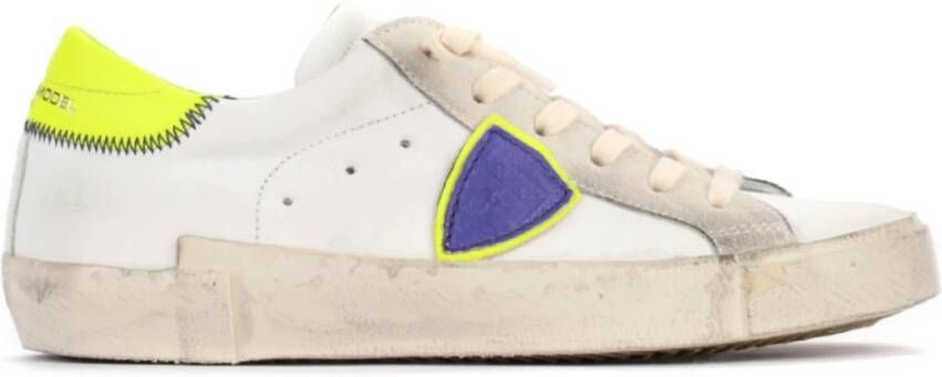 Philippe Model Paris X Leren Sneakers in Wit Paars en Geel White Dames