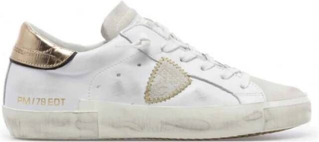 Philippe Model Vintage Leren Sneakers met Geborduurd Zig-Zag Badge White Dames - Foto 11