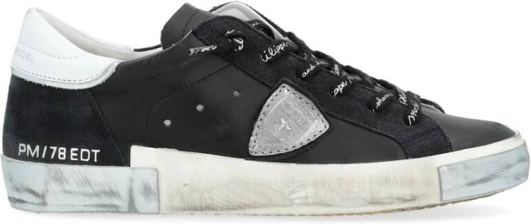 Philippe Model Paris X Sneakers in zwart leer met zilveren detail Zwart Dames