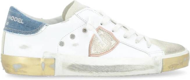 Philippe Model Paris X Wit Leren Sneaker met Denim Details Multicolor Dames