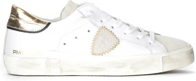 Philippe Model Vintage Leren Sneakers met Geborduurd Zig-Zag Badge White Dames - Foto 7