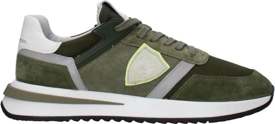 Philippe Model Military Green and White Suede Tropez 2.1 Sneakers