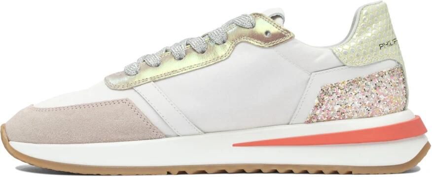 Philippe Model Low-Top Sneakers Beige Sneakers With Suede And Leather Panels in wit