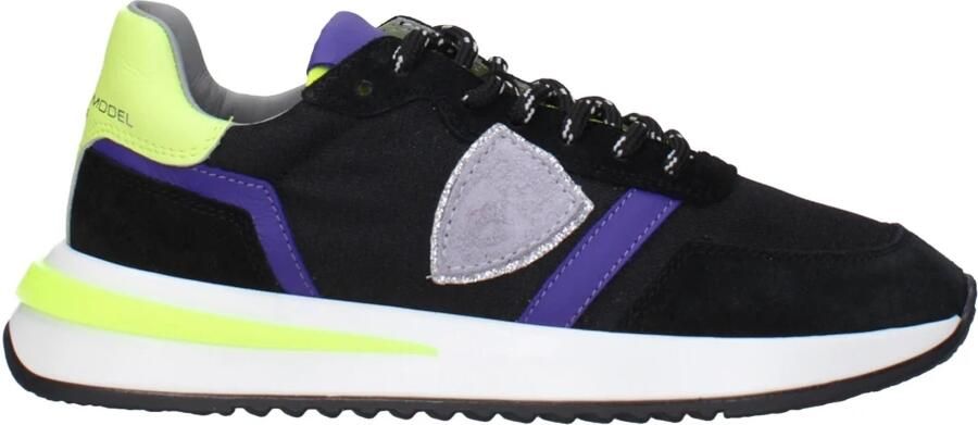 Philippe Model Zwarte Stoffen Atletische Sneakers Vintage Effect - Foto 2