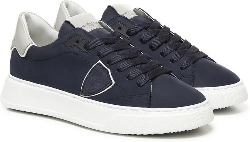 Philippe Model Blauwe Leren Sneakers met Geheugenschuim