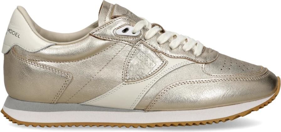 PHILIPPE MODEL Lage Sneakers Dames Blville Low Woman Leer Goudkleurig