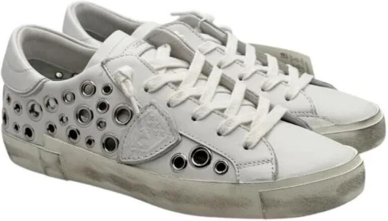 Philippe Model Witte Leren Sneakers Vintage Stijl White Dames