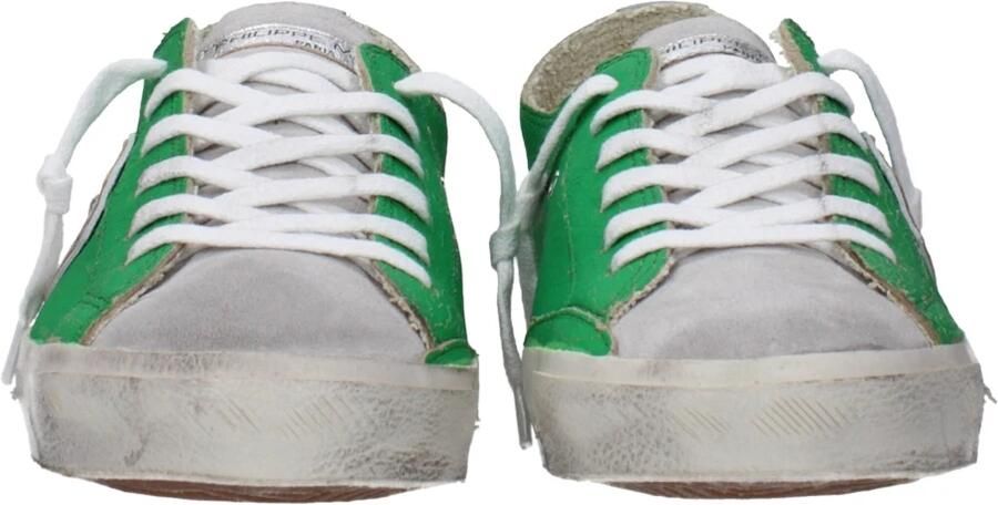 Philippe Model Groene leren sneakers met vintage stijl