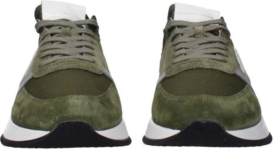 Philippe Model Military Green and White Suede Tropez 2.1 Sneakers