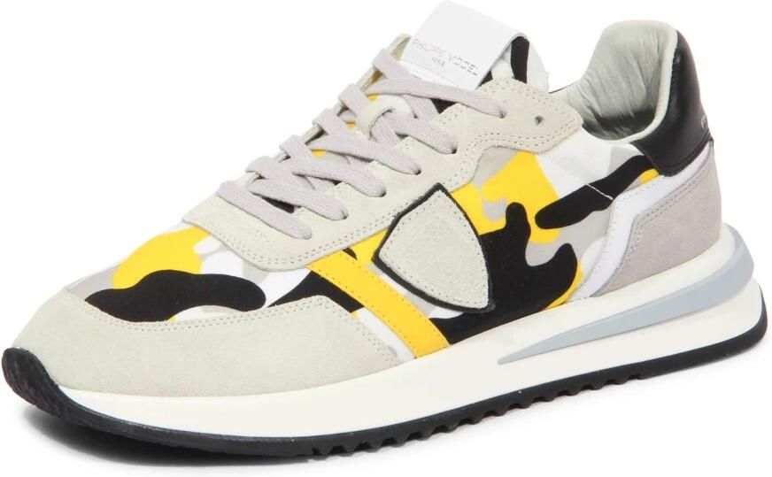 Philippe Model Tropez 2.1 Grijze en Gele Militaire Print Sneaker Grijs Heren - Foto 3