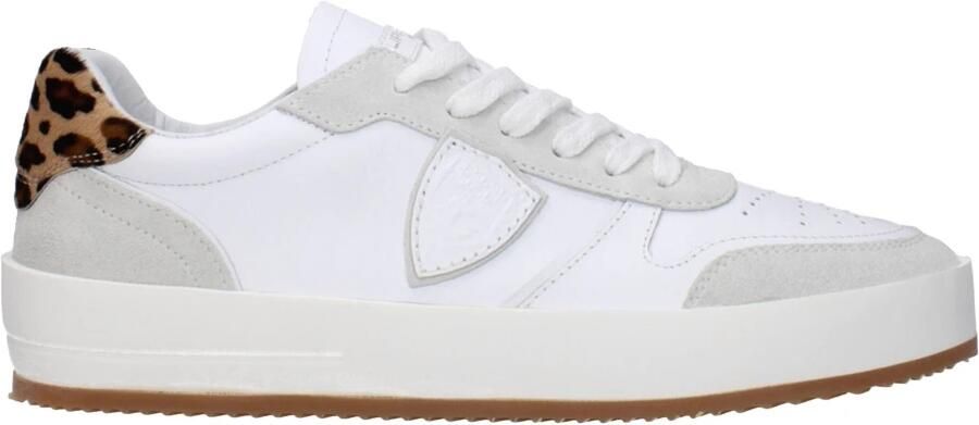 Philippe Model Witte Leren Sneakers Vintage Effect
