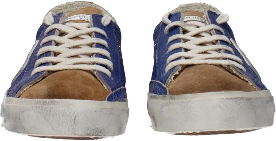 Philippe Model Blauwe Leren Sneakers Vintage Stijl