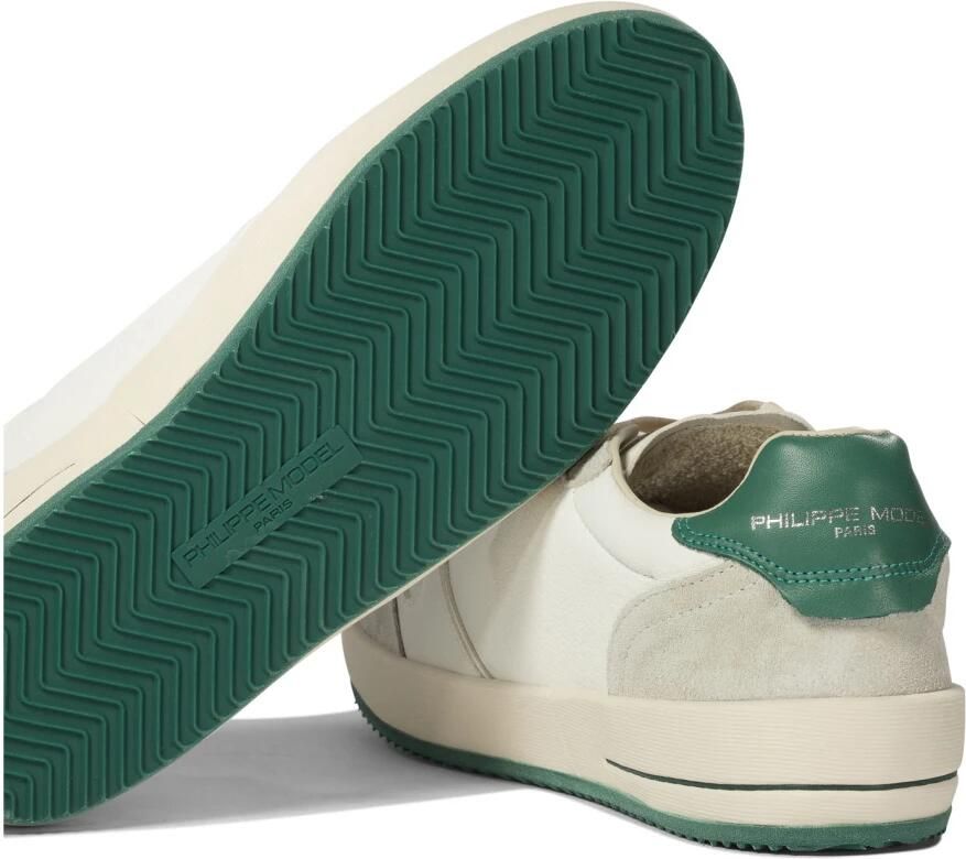 Philippe Model Witte Leren Sneakers Ronde Neus Logo Detail White Heren - Foto 2