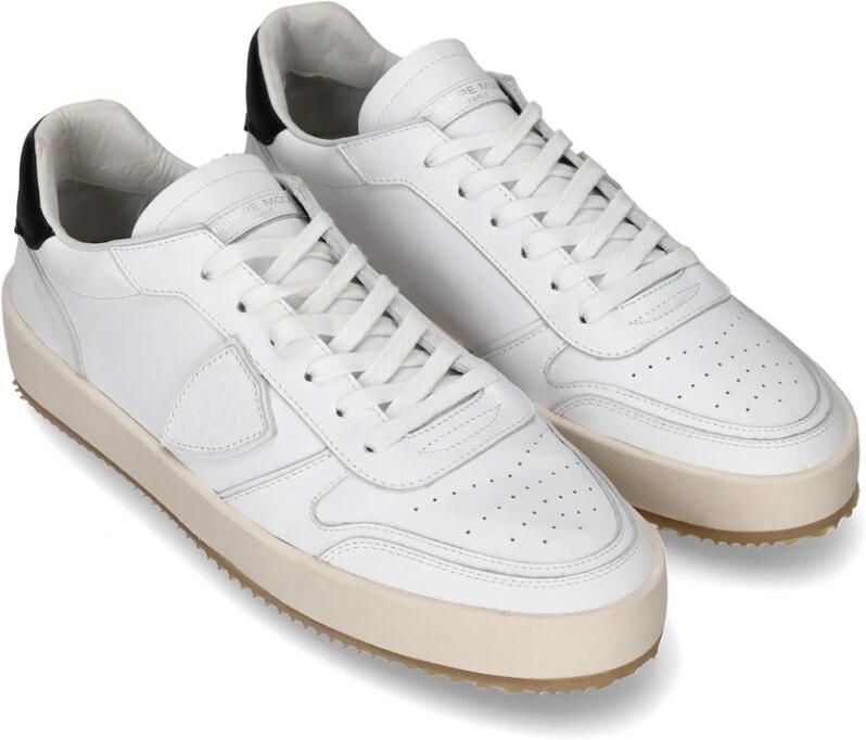 Philippe Model Witte en zwarte leren lage sneakers White Dames - Foto 2