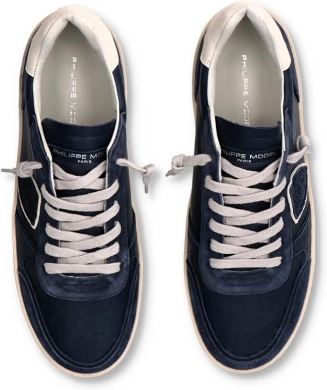 PHILIPPE MODEL Lage Sneakers Heren Nice Low Man Suède Blauw - Foto 3