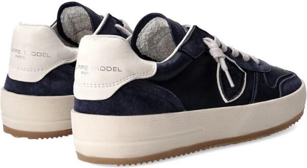 PHILIPPE MODEL Lage Sneakers Heren Nice Low Man Suède Blauw - Foto 4